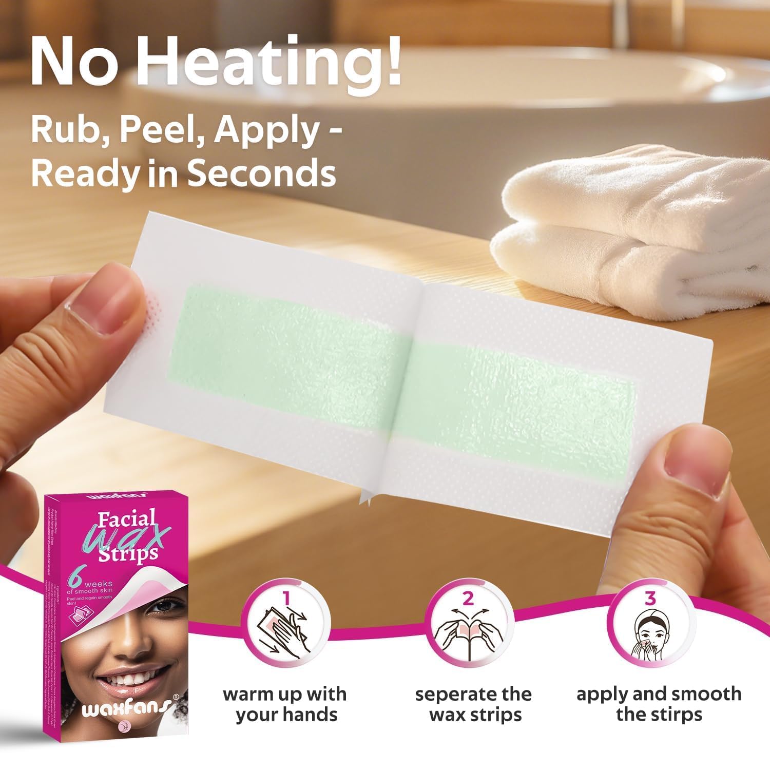Waxfans chin wax strips remove stubborn hairs for a refined finish.