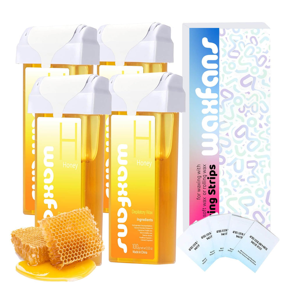 Waxfans roll-on wax refill honey pack demonstrates convenient, mess-free application for smooth skin.