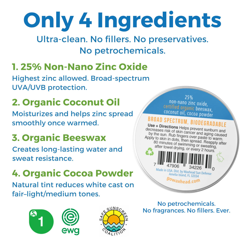 Waxhead sunblock on skin during saltwater swim with lasting hold.