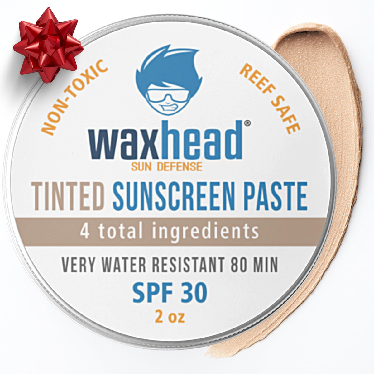 Waxhead tinted zinc oxide sunscreen on the face providing clear coverage for surfing.