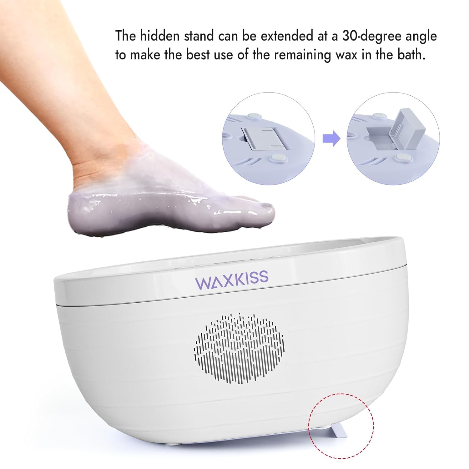 Waxkiss hand wax treatment close-up for soothing home spa session.