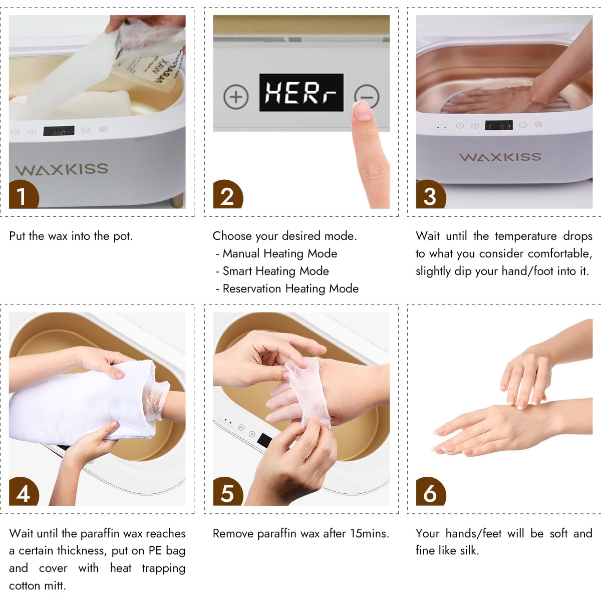 Waxkiss intelligent paraffin machine compact design ideal for small treatment rooms.