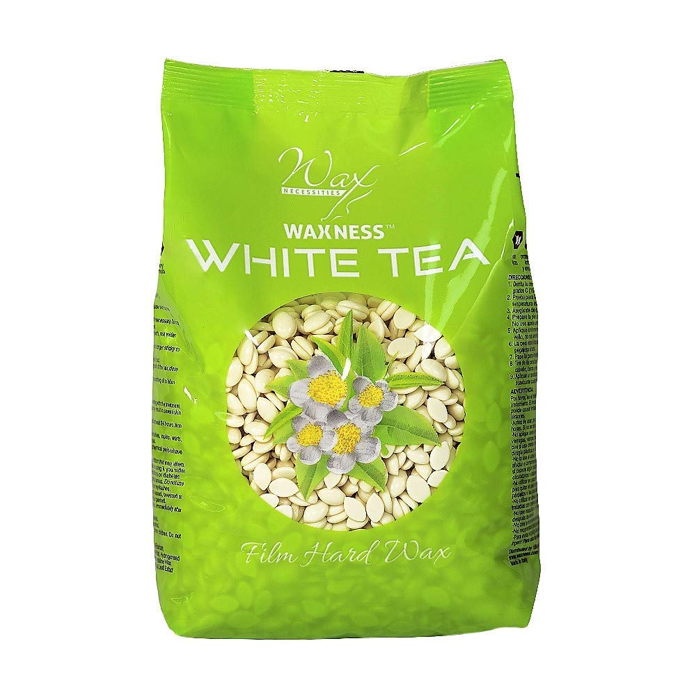 Waxness Hard Wax Beads White Tea Cream packshot shows convenient pre-melted formula for quick waxing.