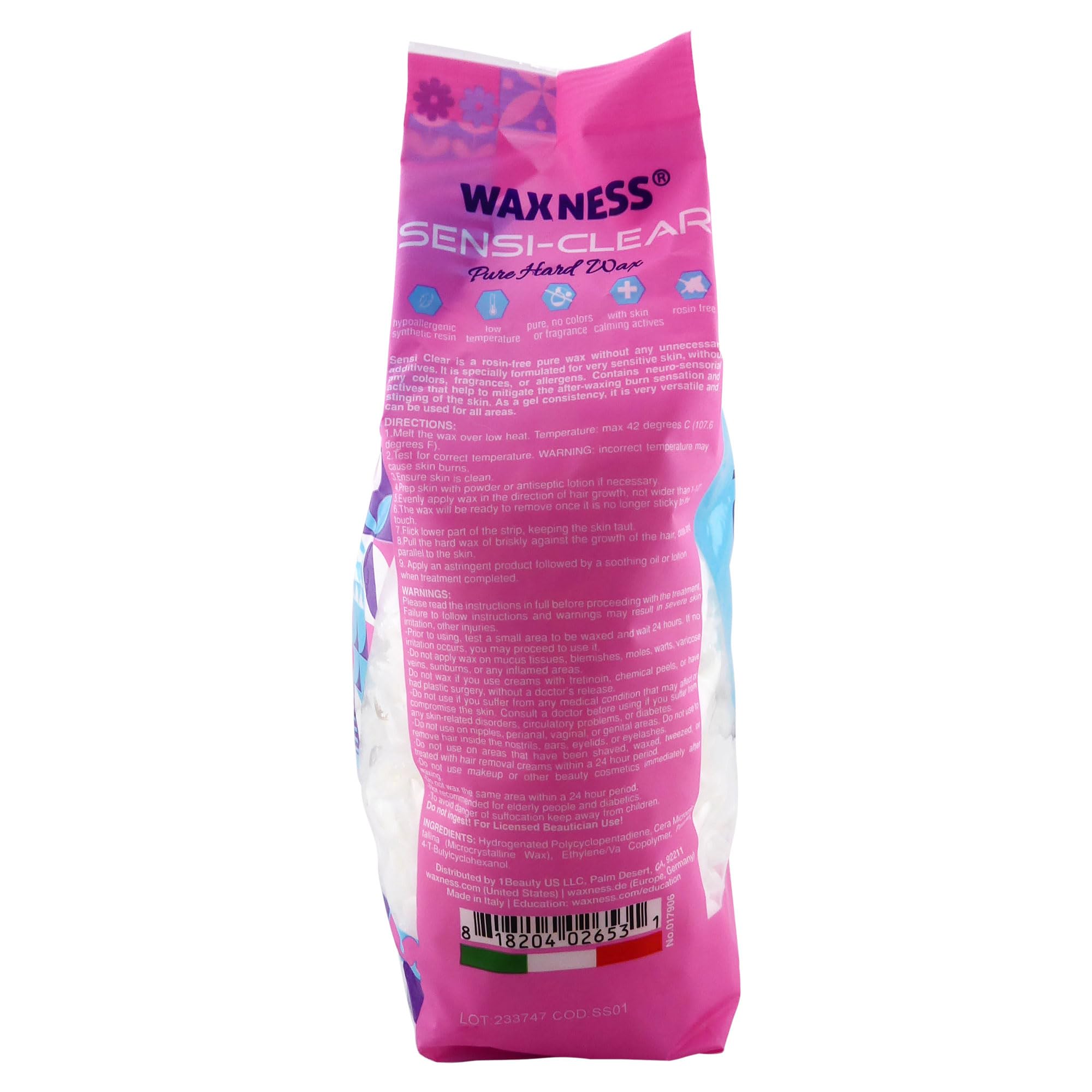 Waxness Sensi Clear Glass translucent melt closeup highlights gentle, low-temp application.