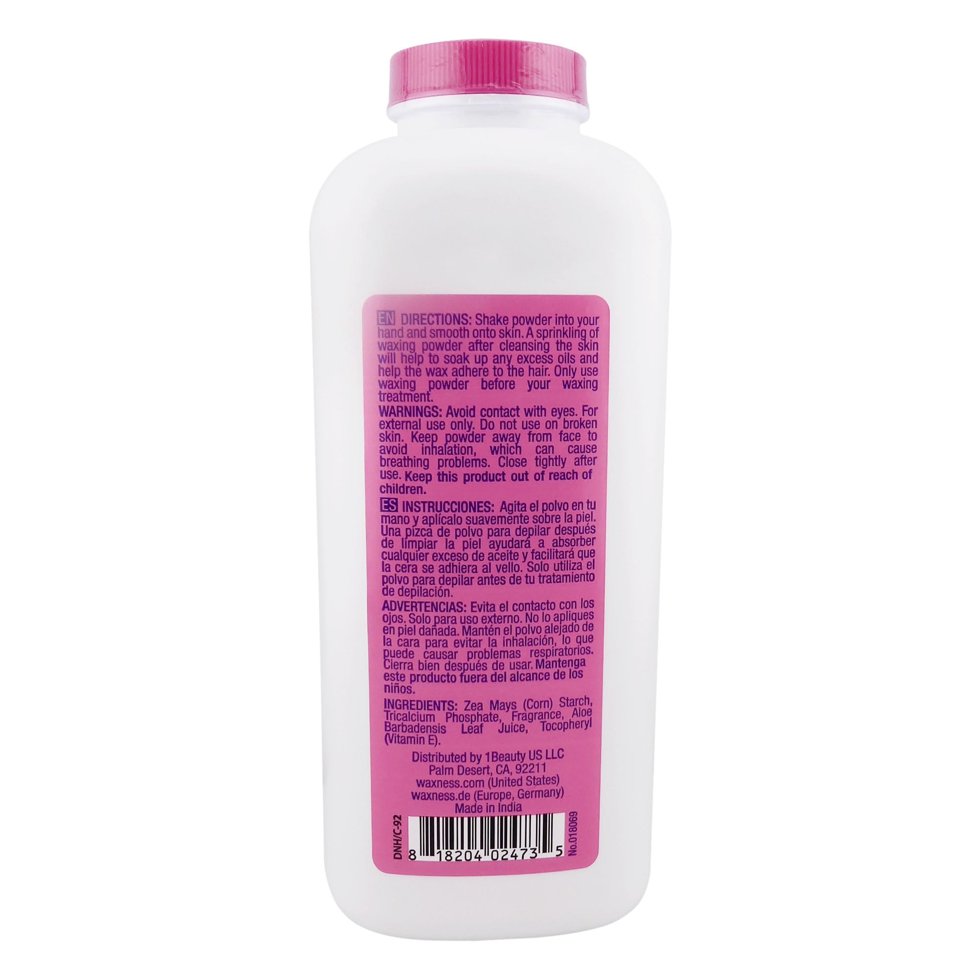 Waxness Sensi-Dry waxing powder dispense shows easy application and oil absorption for cleaner waxing prep