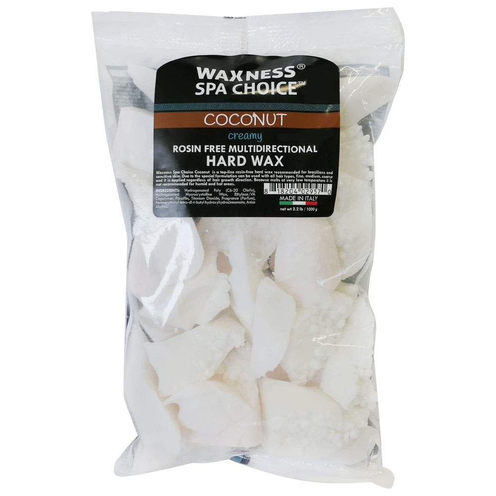 Waxness rosin-free hard wax coconut chunks enable flexible spa-like waxing sessions
