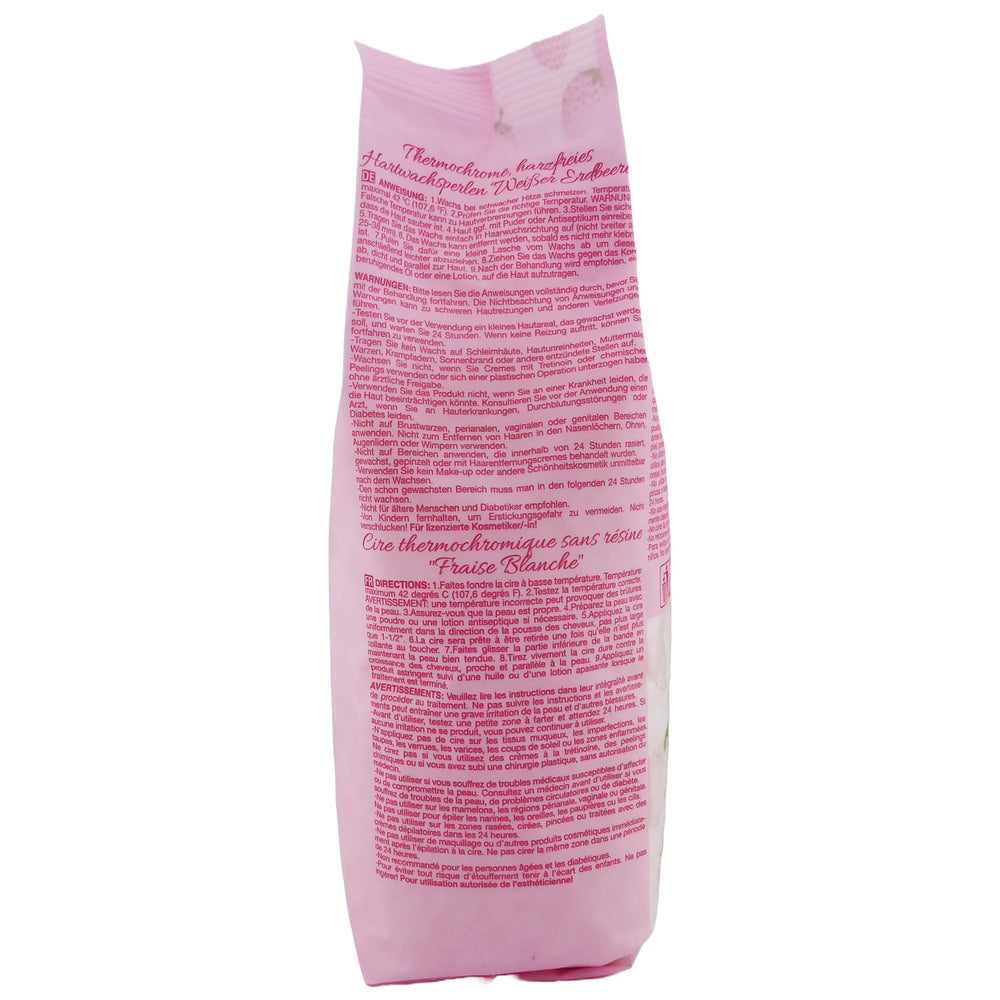 Waxness White Strawberry thermochromic wax granules ready to melt for gentle smoothing.