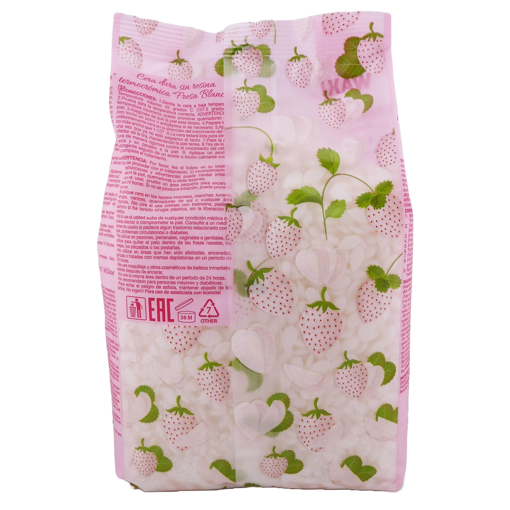 Waxness White Strawberry wax applied thinly for comfortable skin contact and nimble removal.