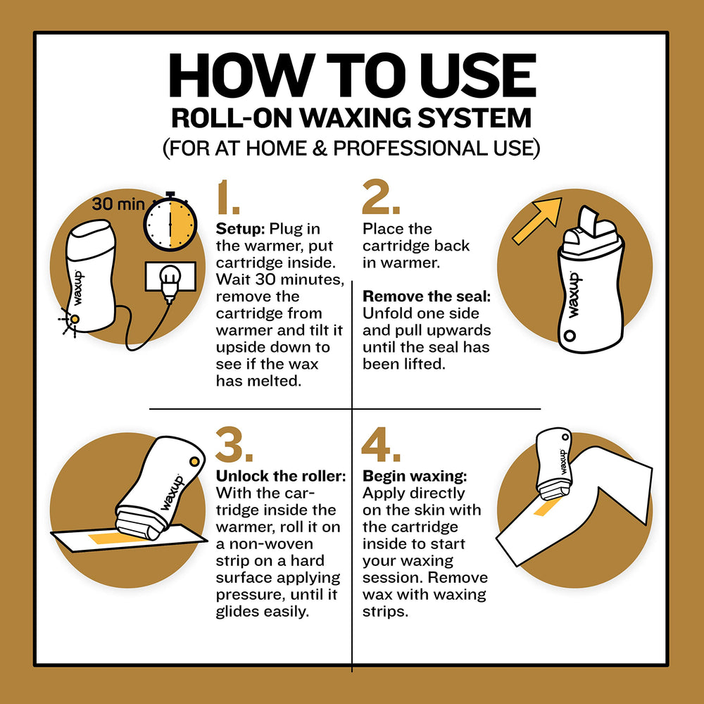 Waxup Gold Roll On application on legs shows smooth, efficient waxing