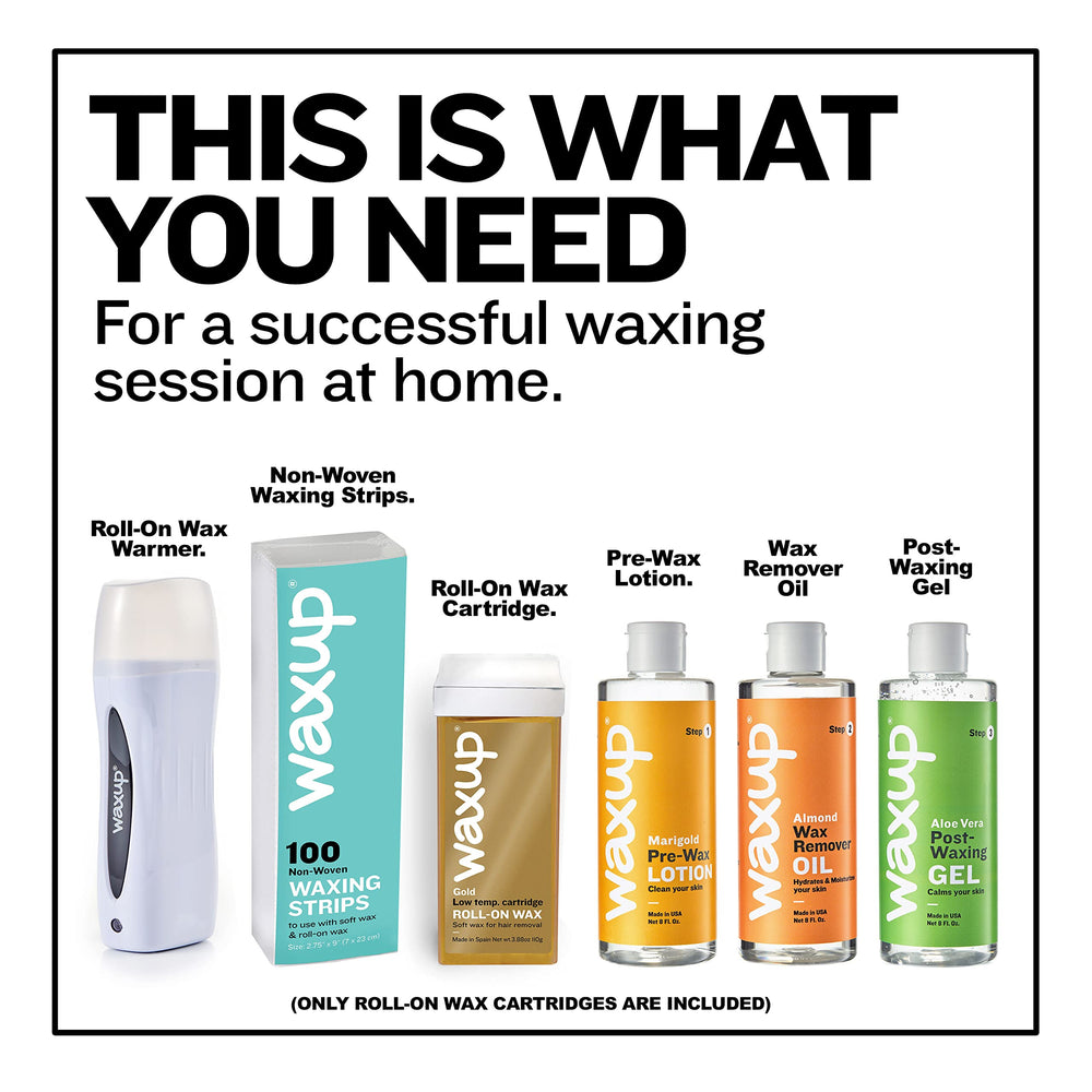 Waxup Gold Roll On packaging communicates four-pack value for refills