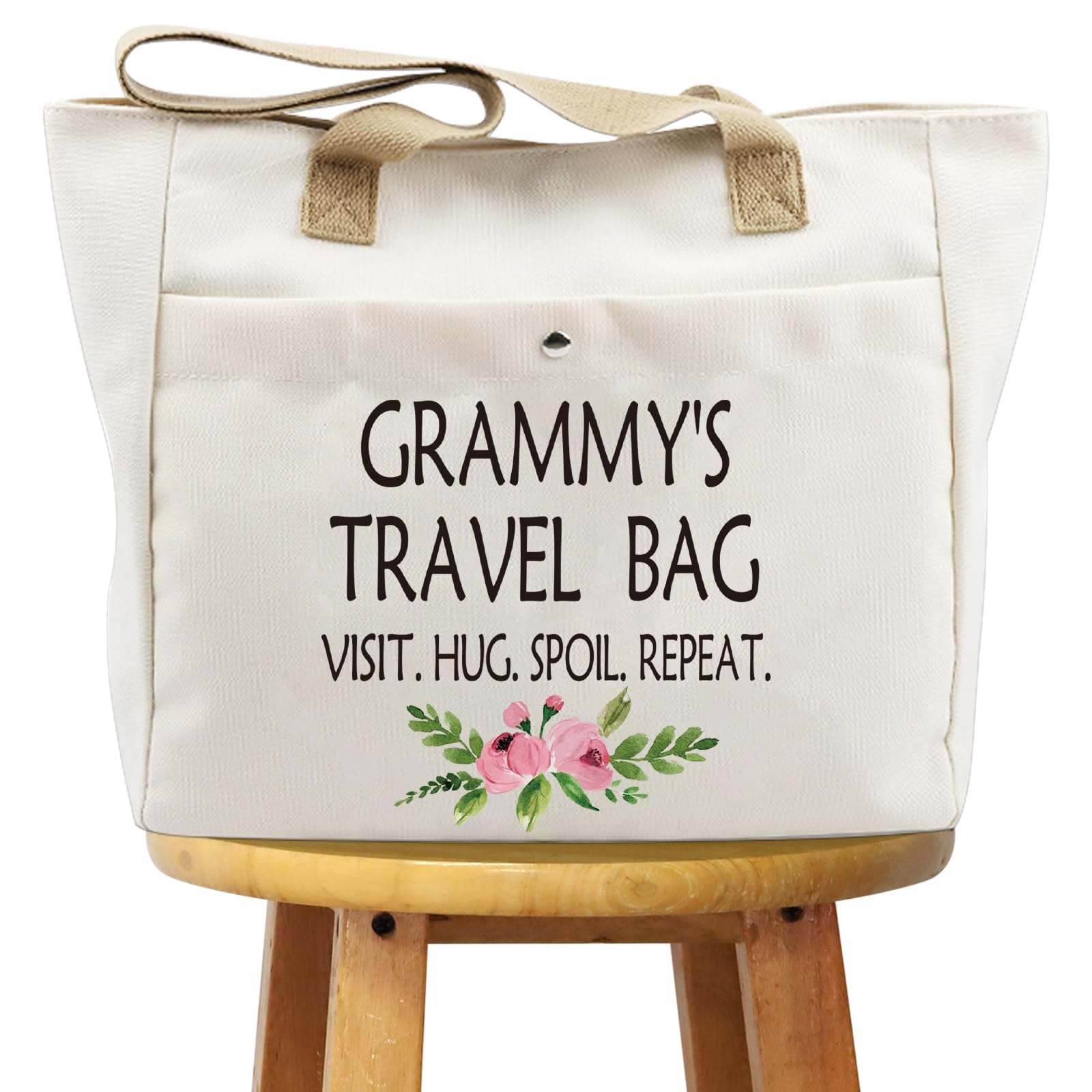 WCGXKO Grammy tote front view shows marble canvas and spacious main compartment for cosmetics.