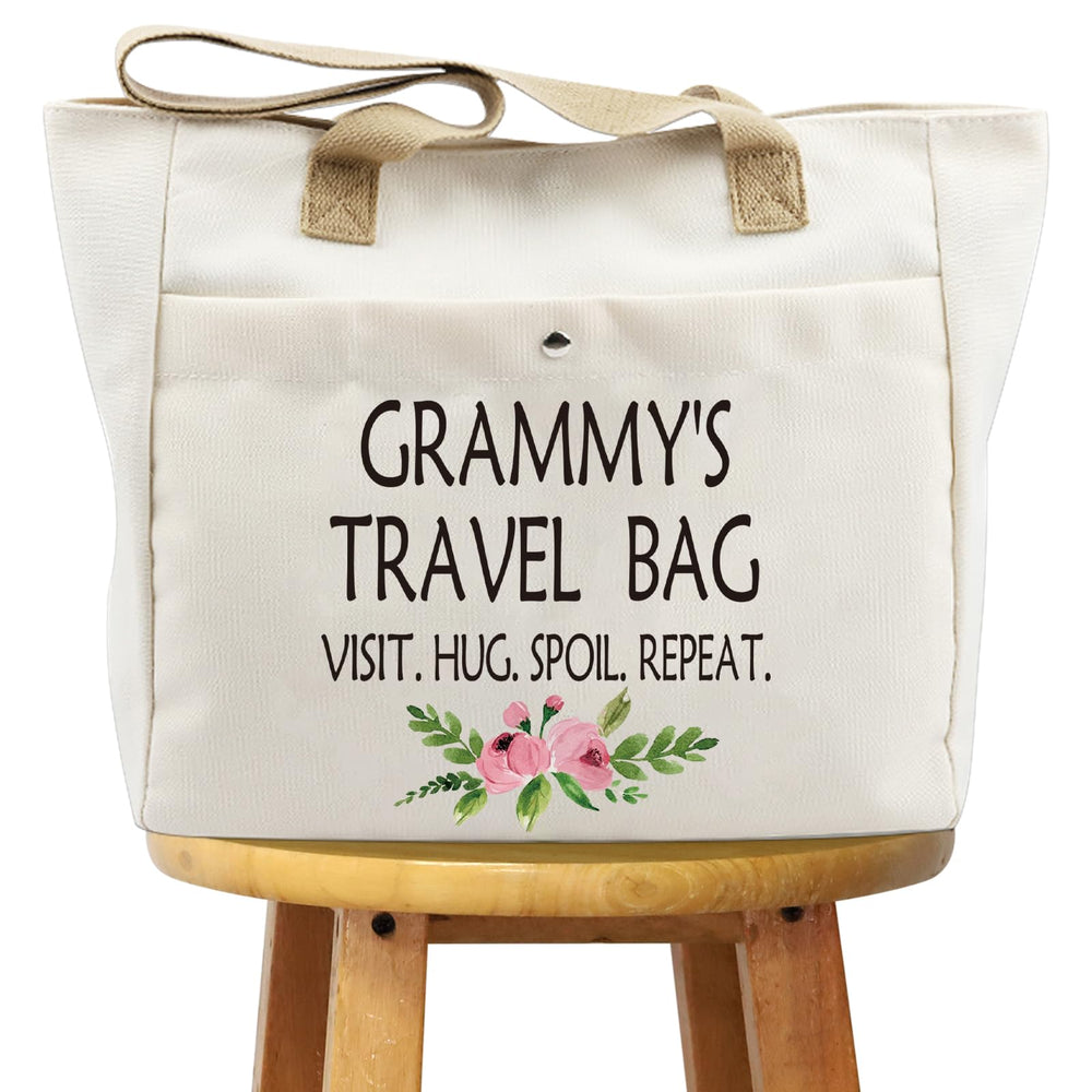 WCGXKO Grammy tote front view shows marble canvas and spacious main compartment for cosmetics.