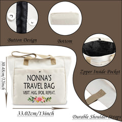 WCGXKO Nonna tote bag featuring a silver button for secure everyday use.