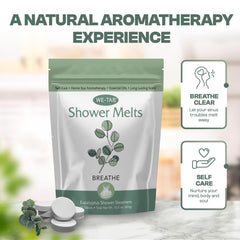 We-Tab eucalyptus oil bottle suggests pure essential oils for a spa like experience