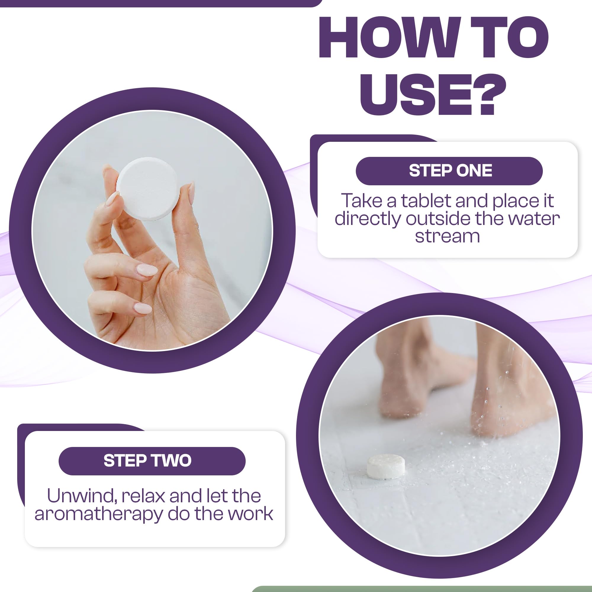 We-Tab lavender-shower-steamer creates a soothing bathroom scene for relaxation.