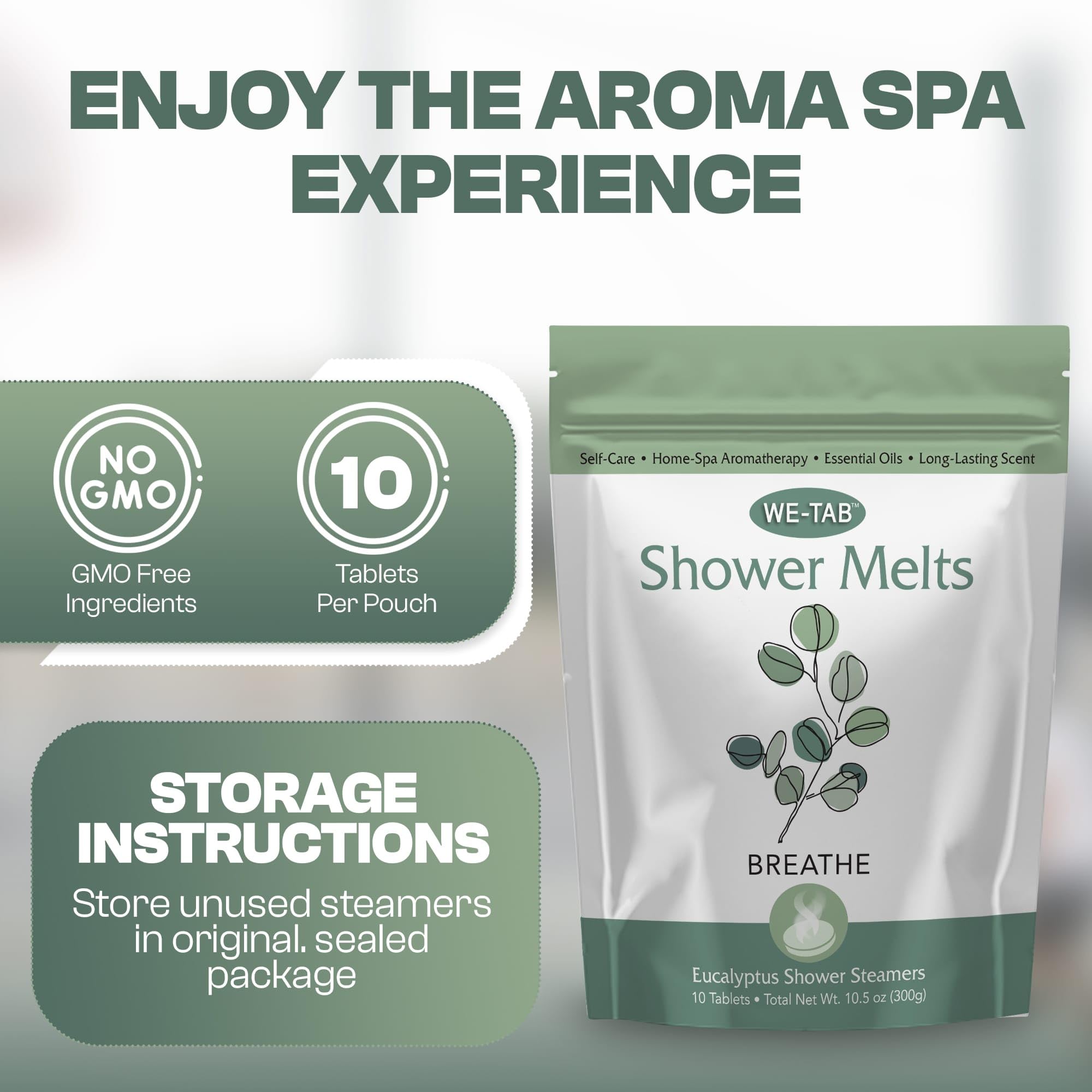 We-Tab Shower Steamers tablet on shower floor to create extended aroma