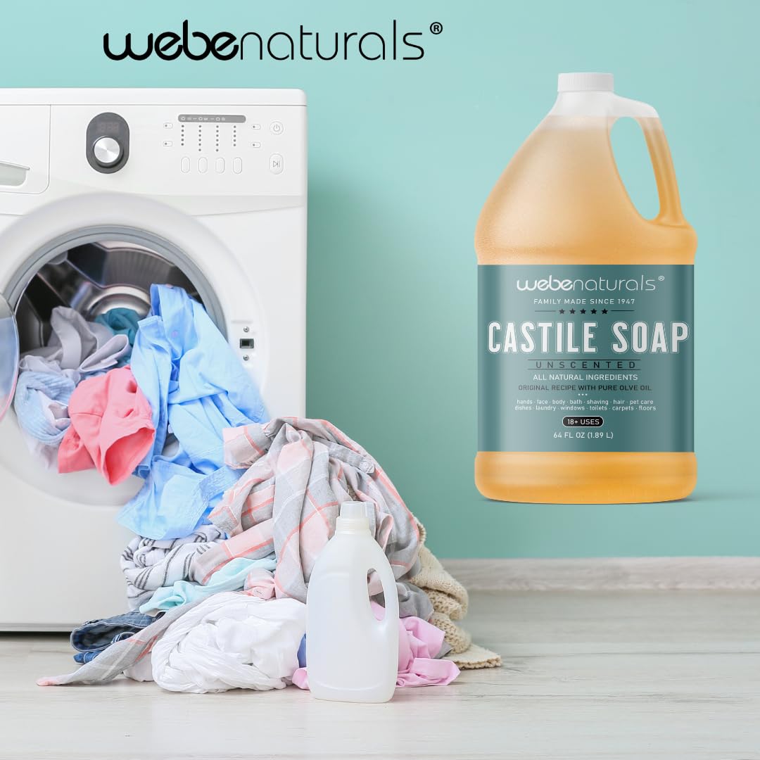 WEBE Pure Unscented Castile laundry option for delicate fabrics.