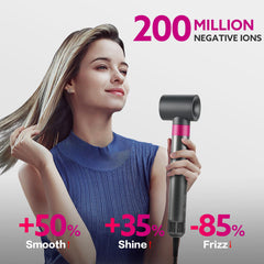 WeBeauty 5 in 1 hot air brush close-up showing hair detangled and glossy finish