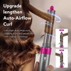 WeBeauty 5 in 1 hot air brush left-right curlers in action for balanced volume