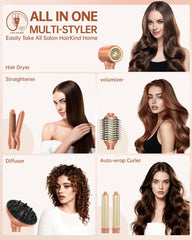 webeauty dual-voltage 6in1 styler in action drying hair quickly