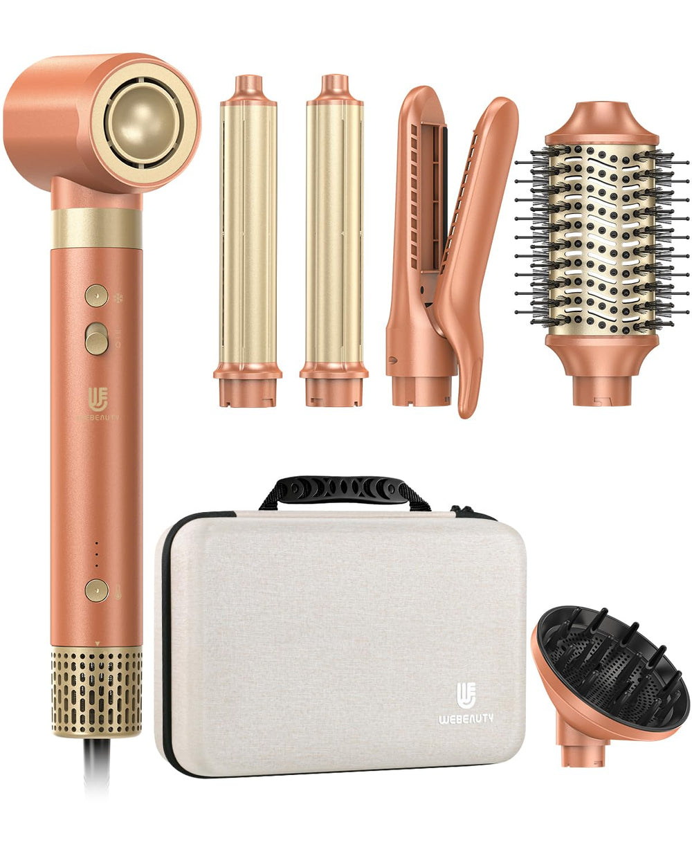 webeauty dual-voltage 6in1 styler front view ready for fast versatile styling