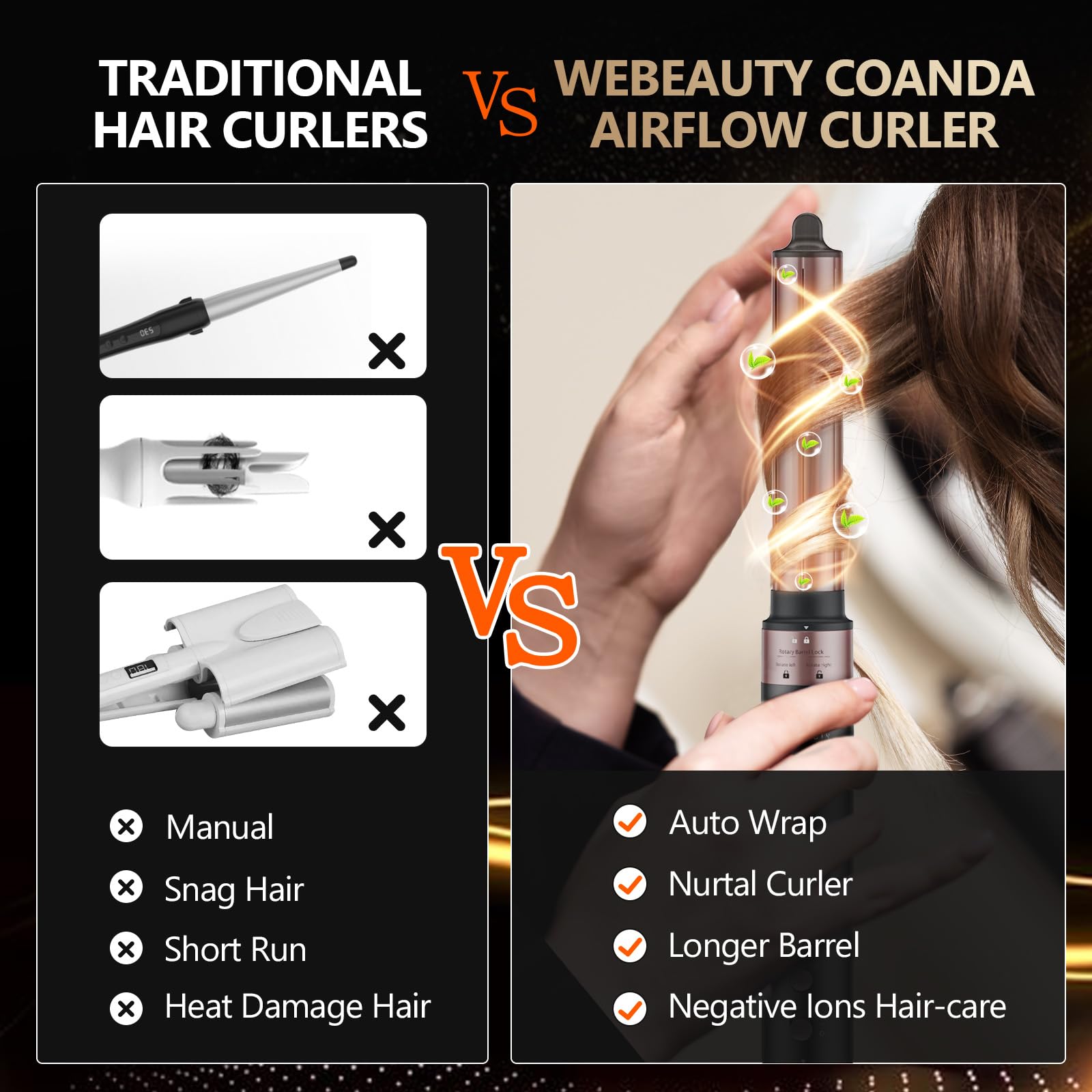 WeBeauty hair dryer 3 in 1 design close-up shows versatile styling options