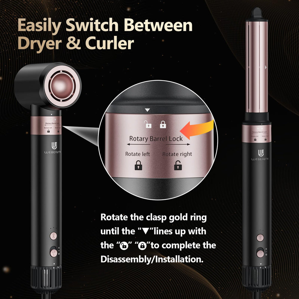 WeBeauty hair dryer adjustable settings panel displays temperature and speed control
