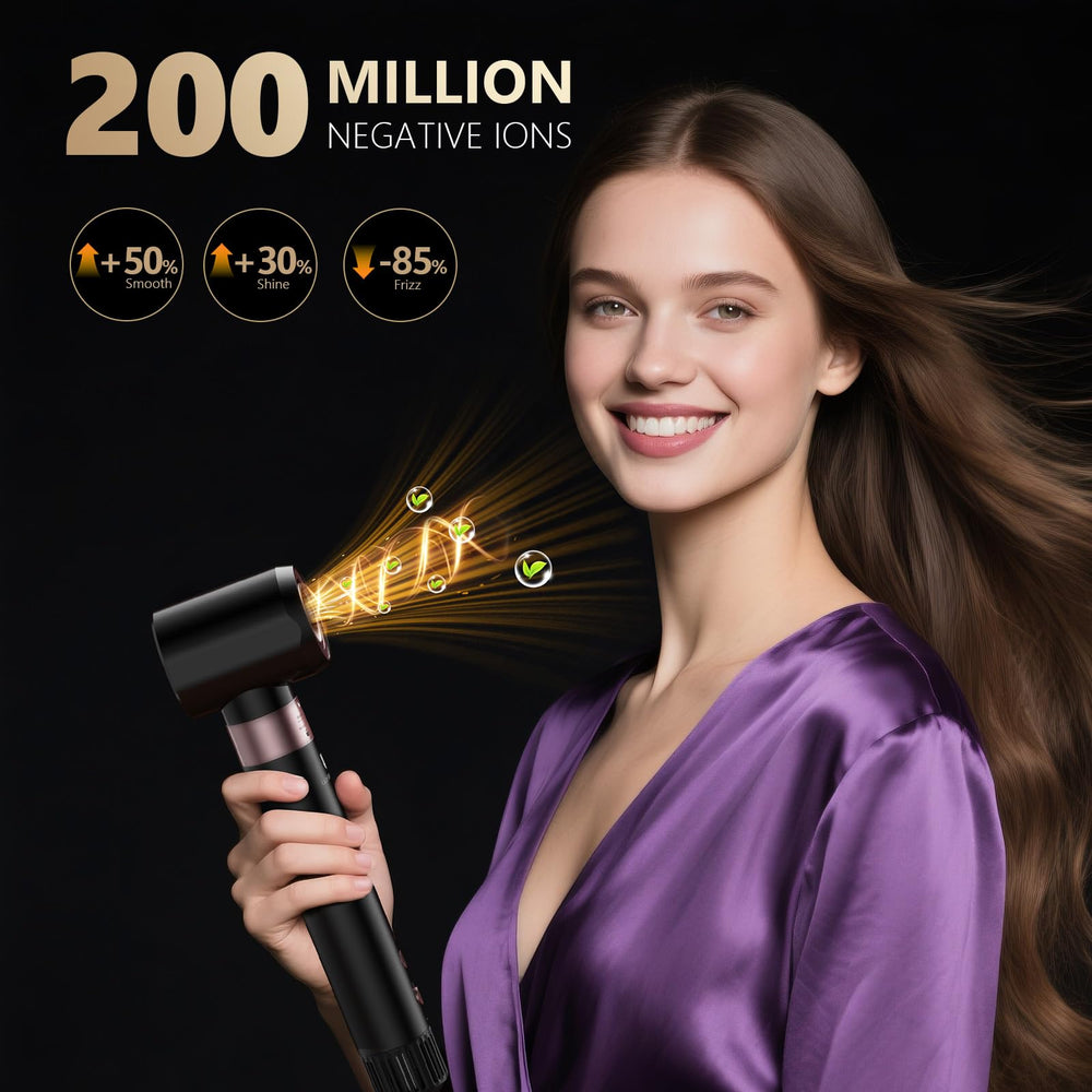 WeBeauty hair dryer auto wrap curls technology front shot demonstrates salon-like waves