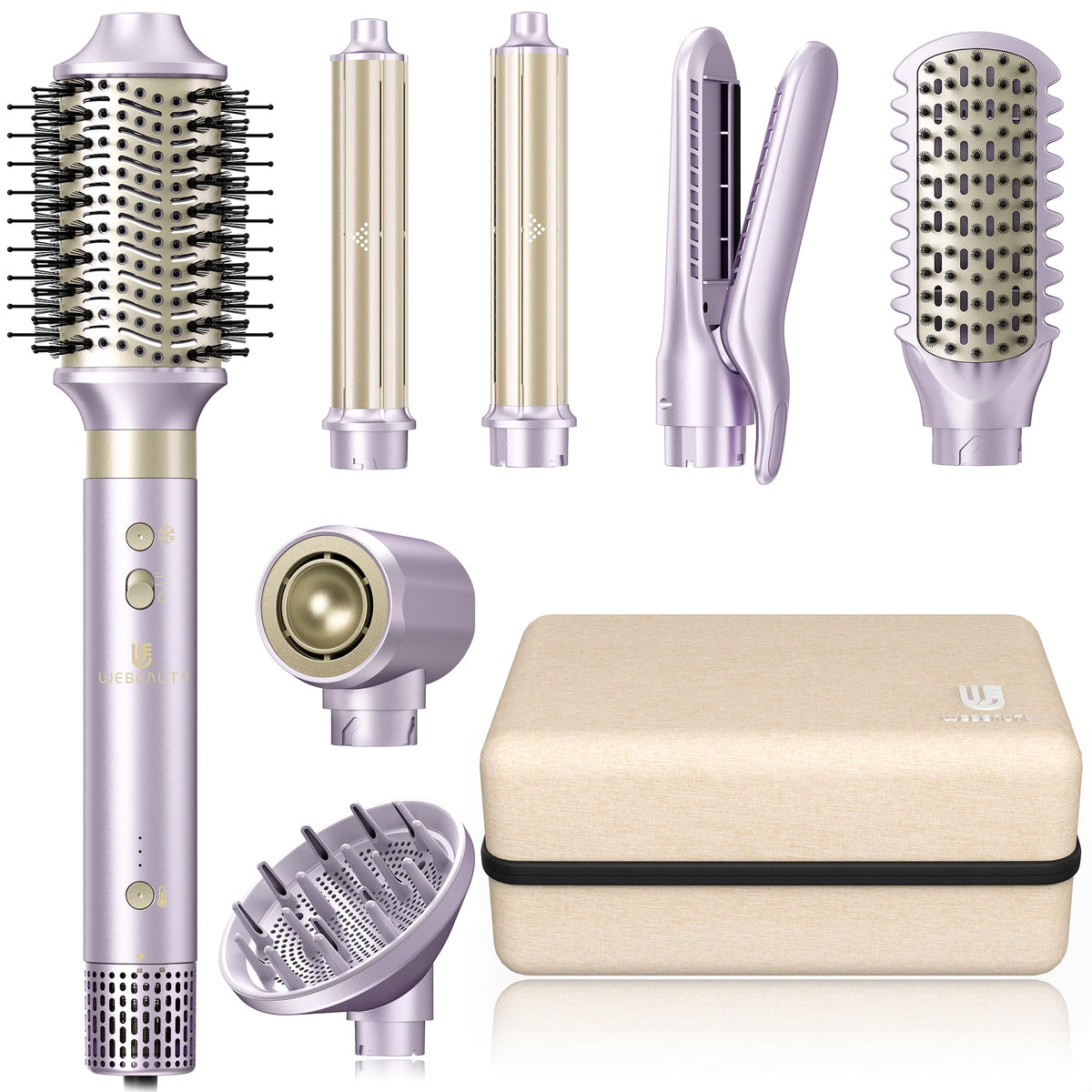 webeauty hair-dryer-brush-8in1-front view quick all-in-one styling for busy mornings