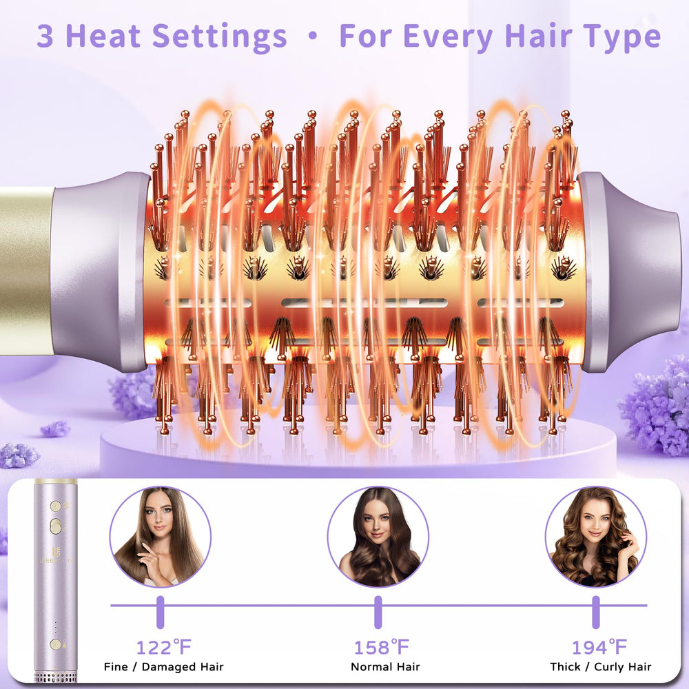 webeauty hair-dryer-brush-8in1-ionic-ceramic-tech reduces frizz with even heat distribution