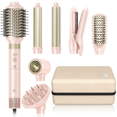 webeauty hair dryer brush 8-in-1 pink shows all-in-one styling for quick mornings.