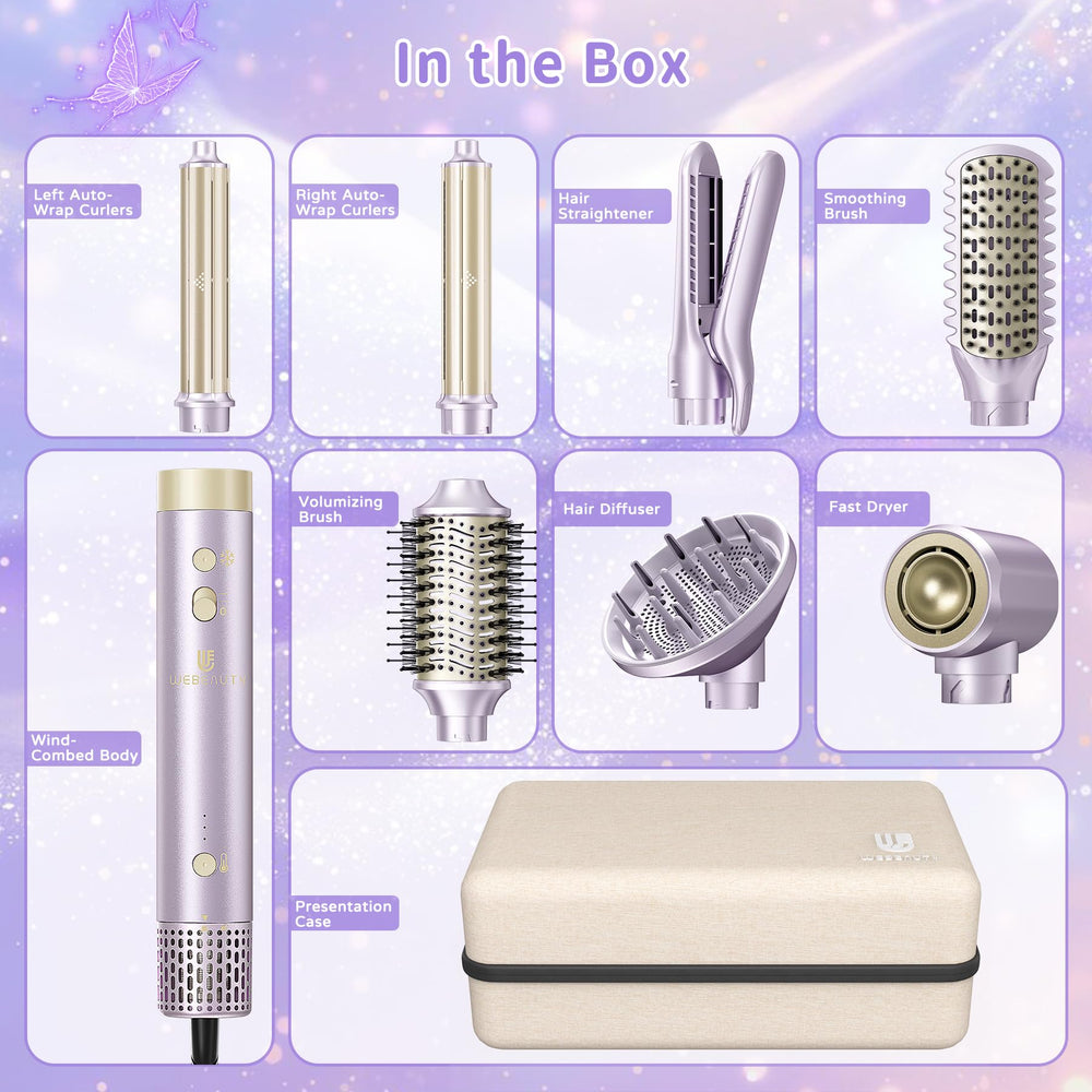 webeauty hair-dryer-brush-8in1-purple-color stylish design complements daily routine