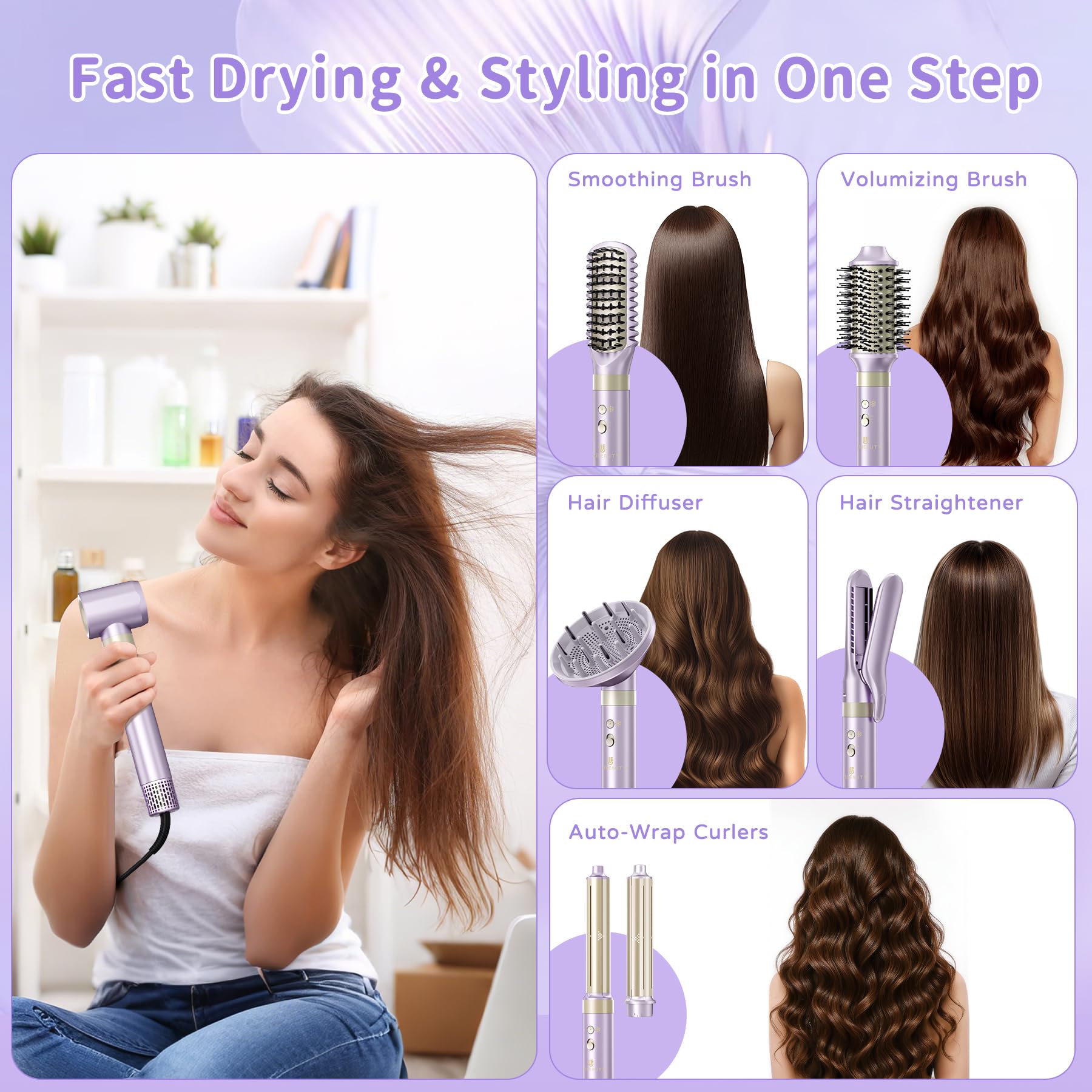 webeauty hair-dryer-brush-8in1-side view ergonomic grip for comfortable styling