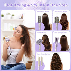 webeauty hair-dryer-brush-8in1-side view ergonomic grip for comfortable styling