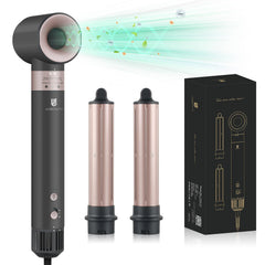 WeBeauty hair dryer hot air styler front view shows fast drying and frizz control
