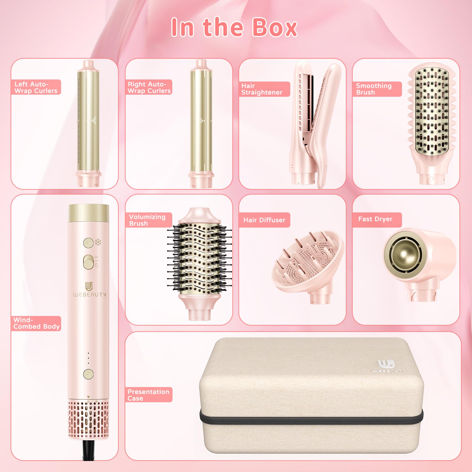 webeauty pink styling-tool-in-use shows versatile looks.