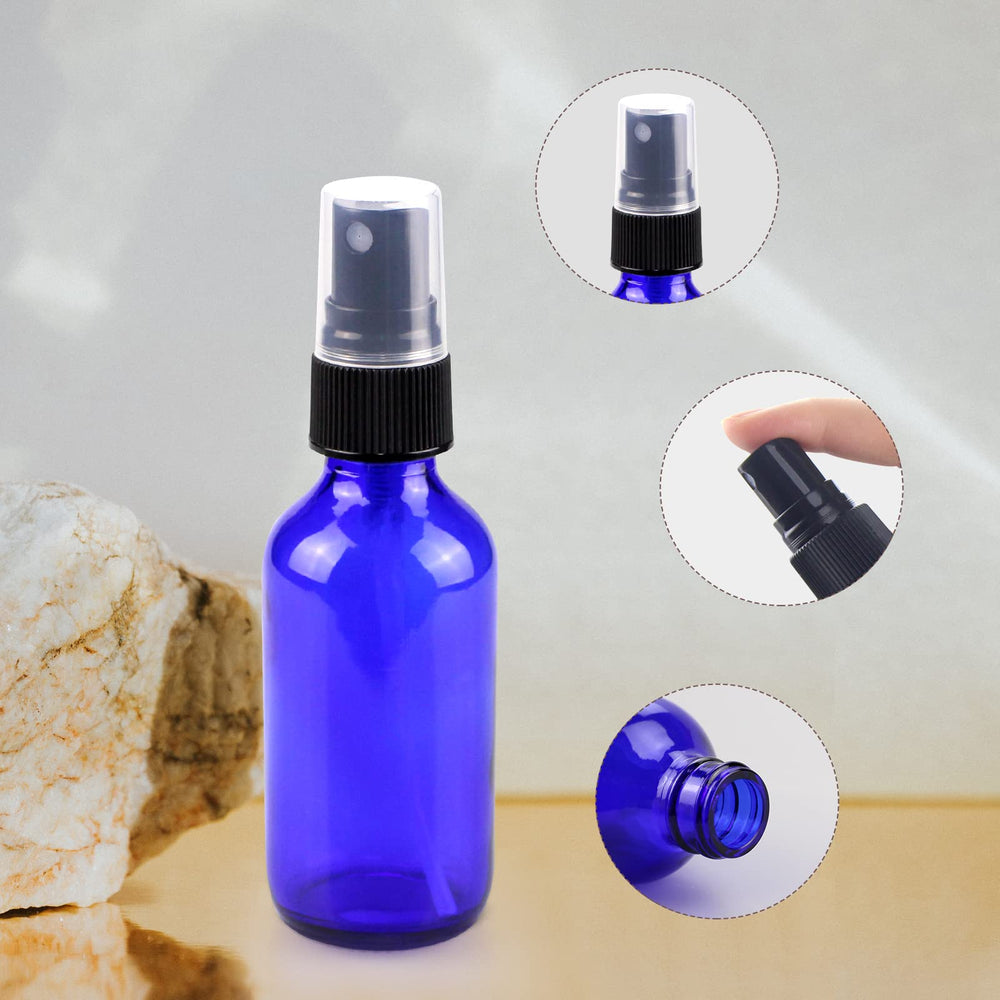 Wedama 4oz mini glass spray bottles blue nozzle highlights fine mist application.