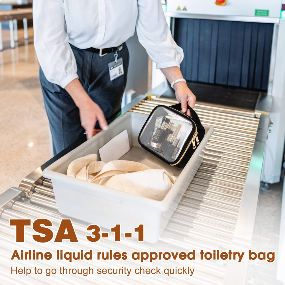 Wedama clear makeup bags with handles—easy access during travel and organization.