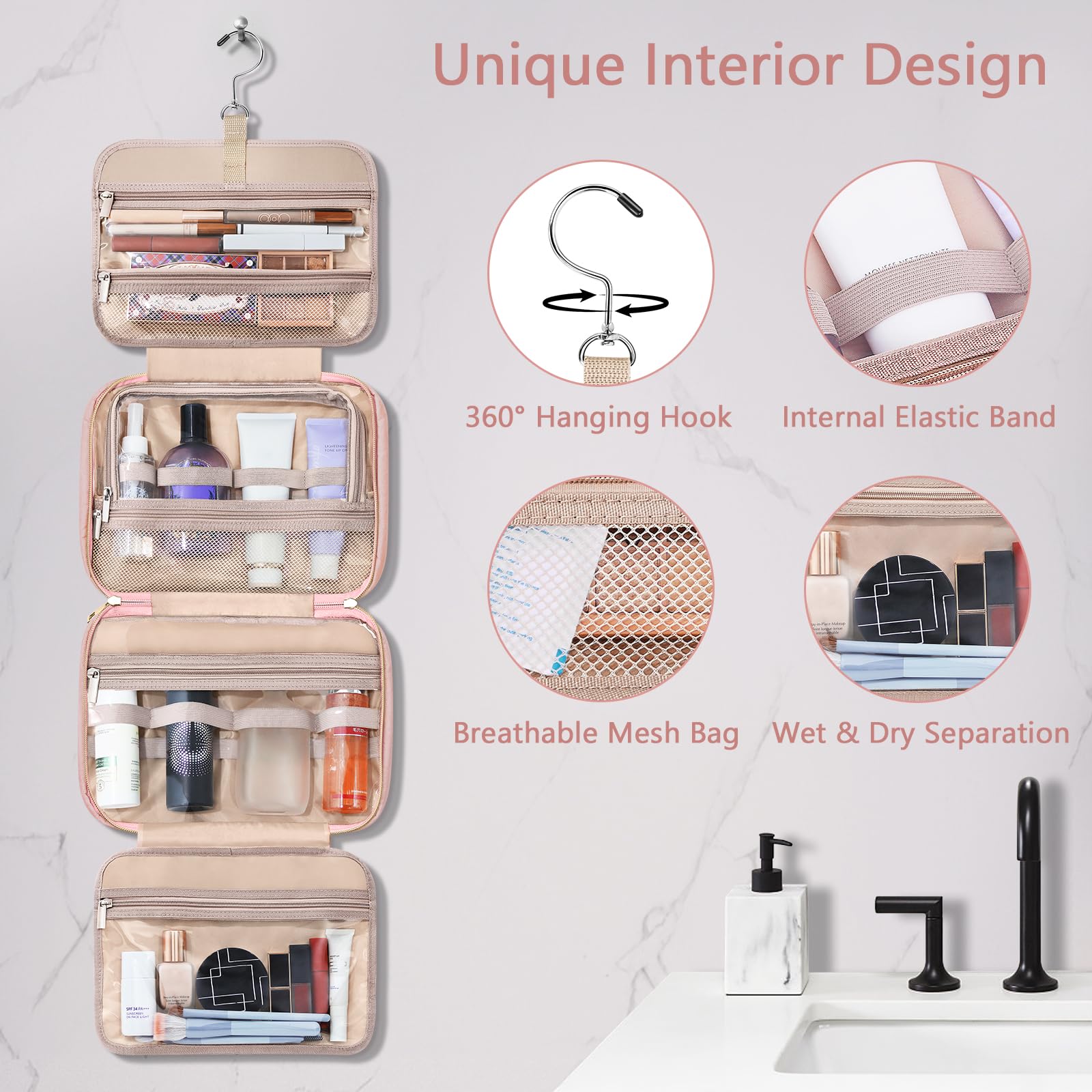 Wedama interior compartments separate cosmetics and tools for quick access