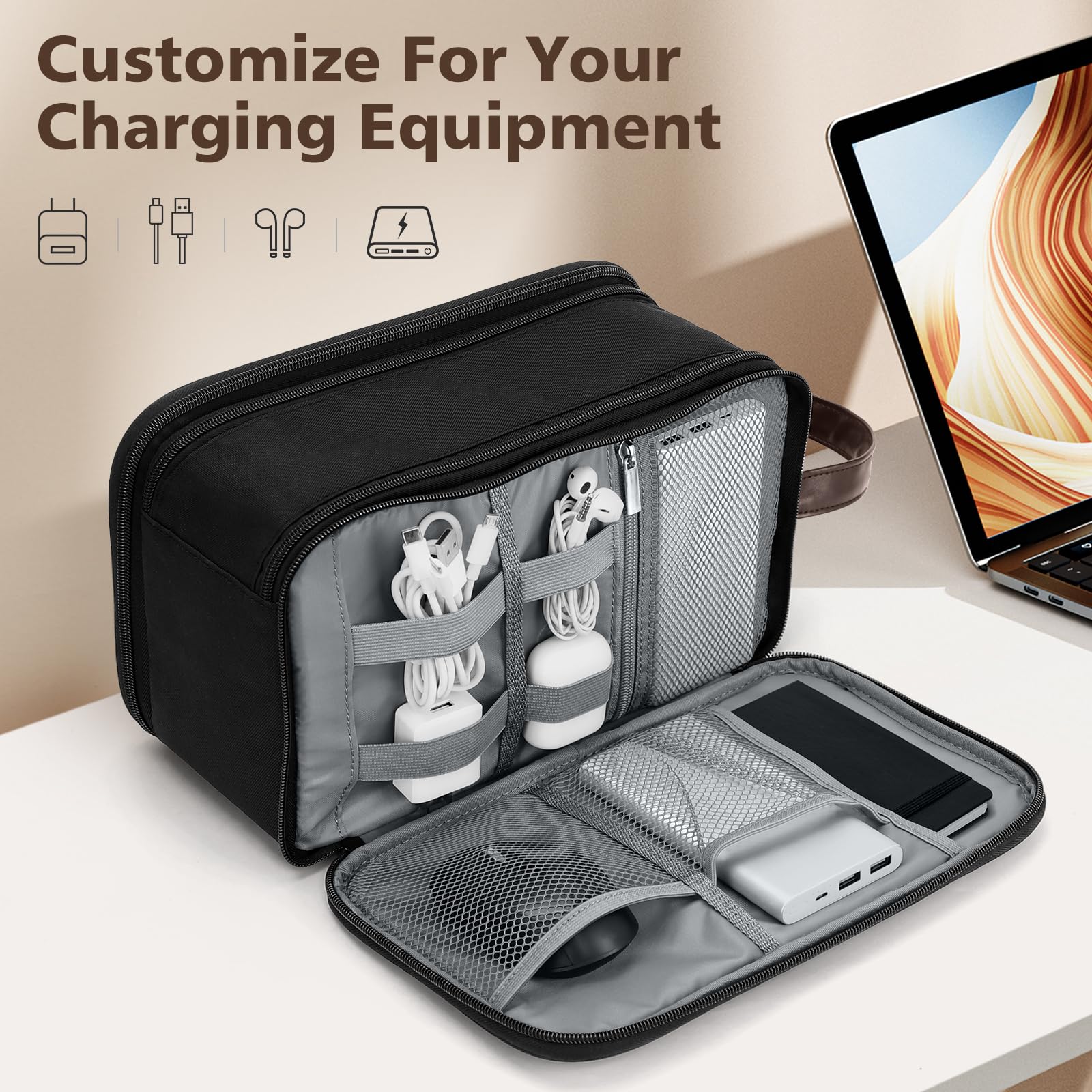 Wedama large-capacity bag fits toiletries and gadgets for quick packing.