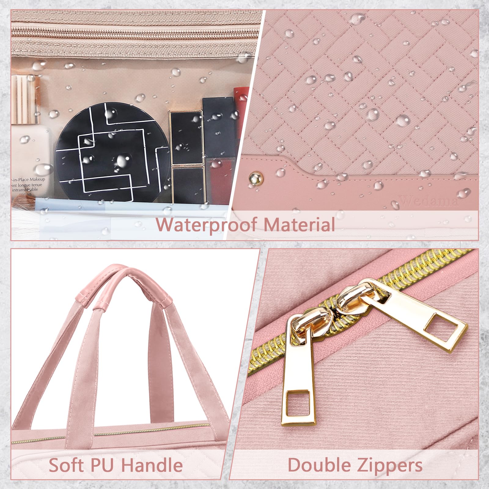 Wedama PU leather trim adds style and durability to the travel bag