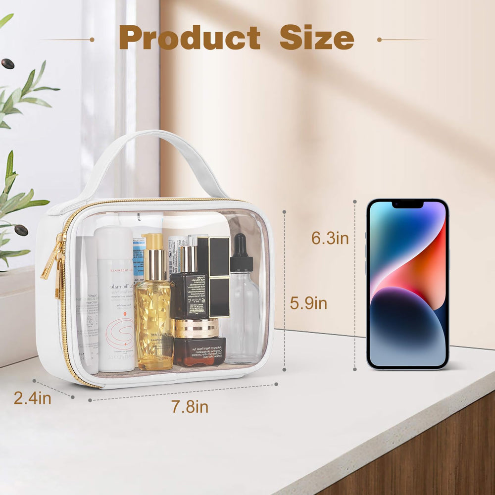Wedama quart-size PVC clear cosmetic bags provide visible content and organization on the go