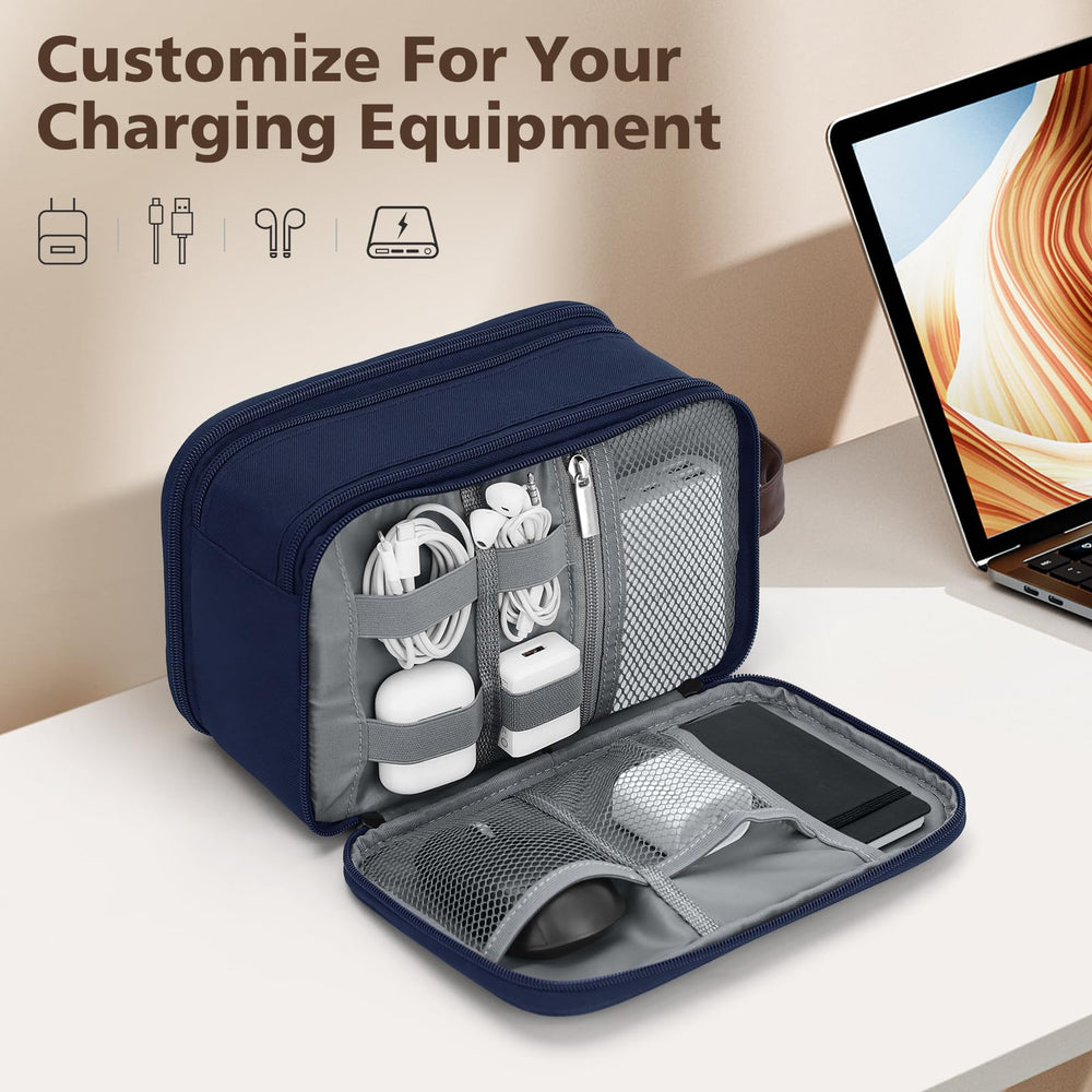 Wedama toiletry bag electronic organizer section highlights cord management for travel