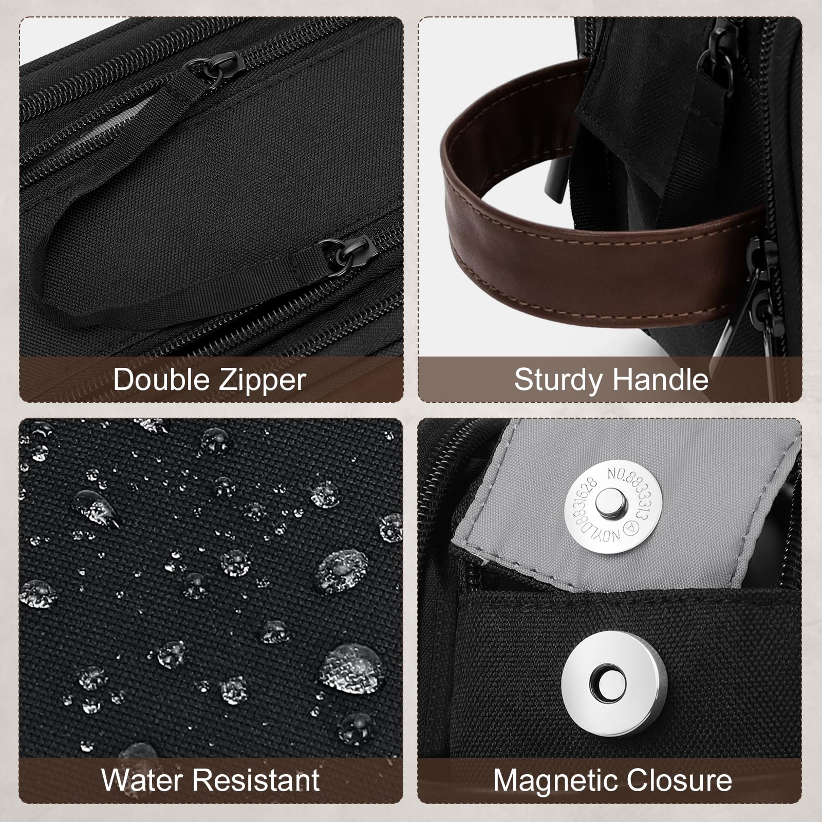 Wedama Toiletry Bag electronic organizer compartment, cable management for devices.