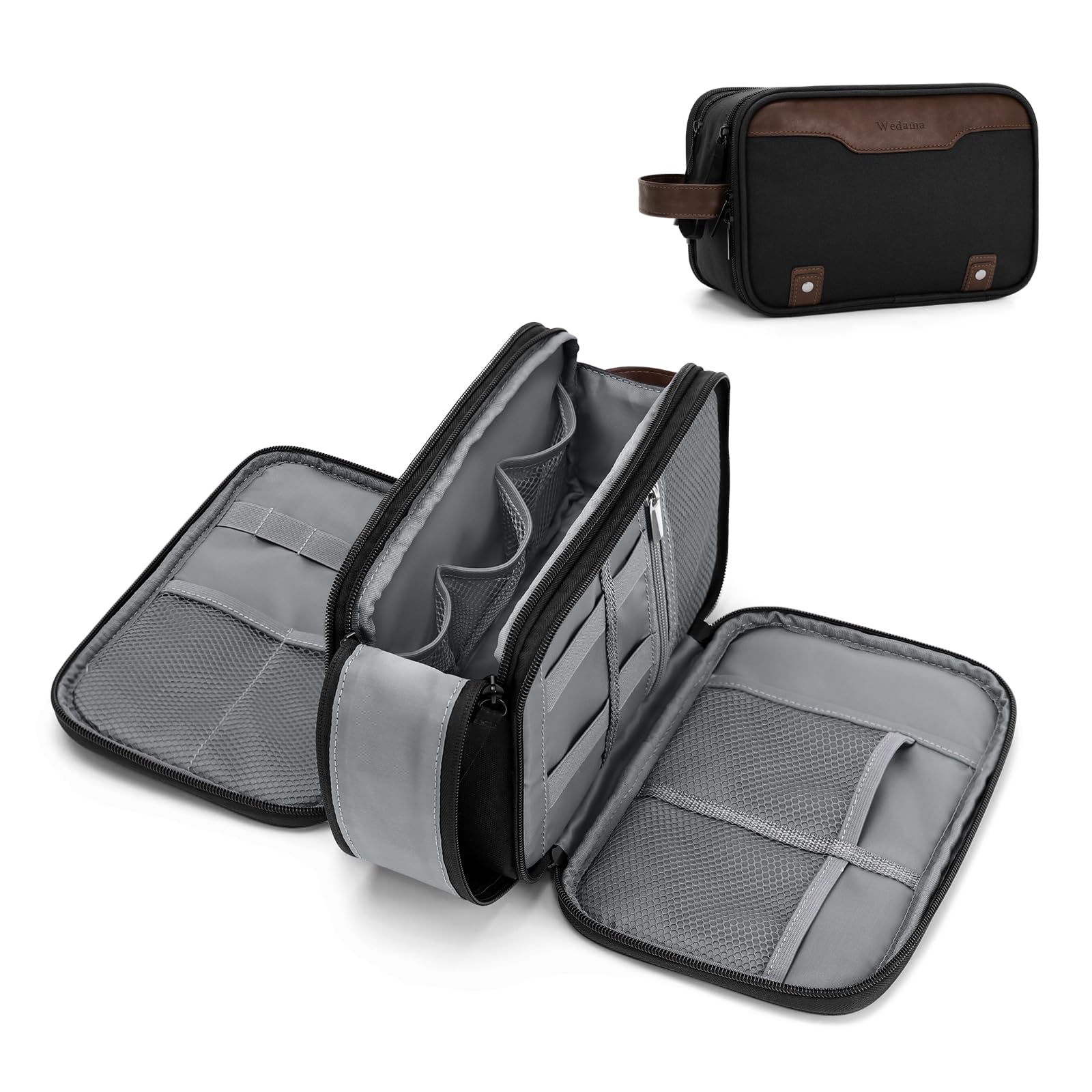 Wedama Toiletry Bag for Men outside view, compact travel-ready design.