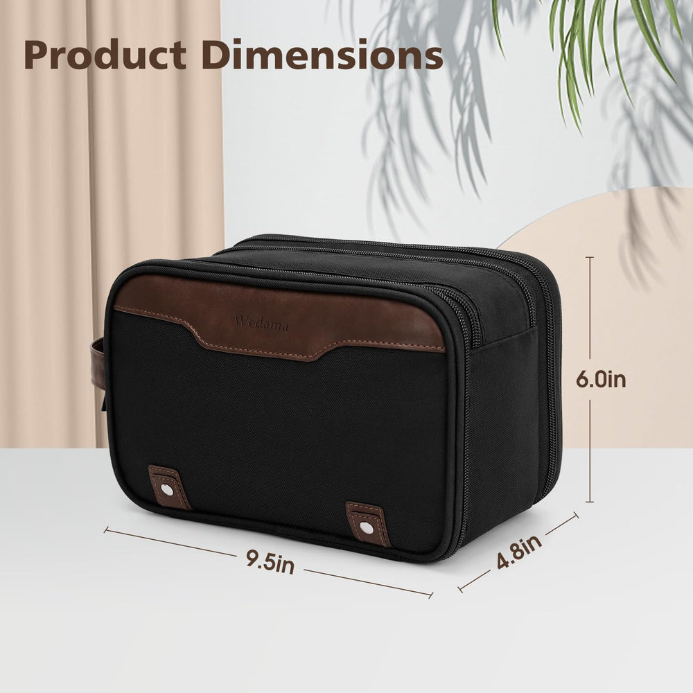 Wedama Toiletry Bag PU handle for easy carrying and hanging.