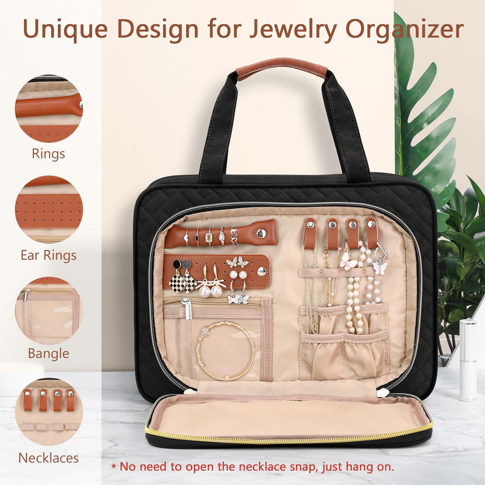 Wedama Toiletry Bag showing jewelry compartment for rings and earrings