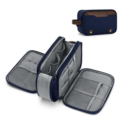 Wedama toiletry bag for men blue full view shows compact travel-ready design