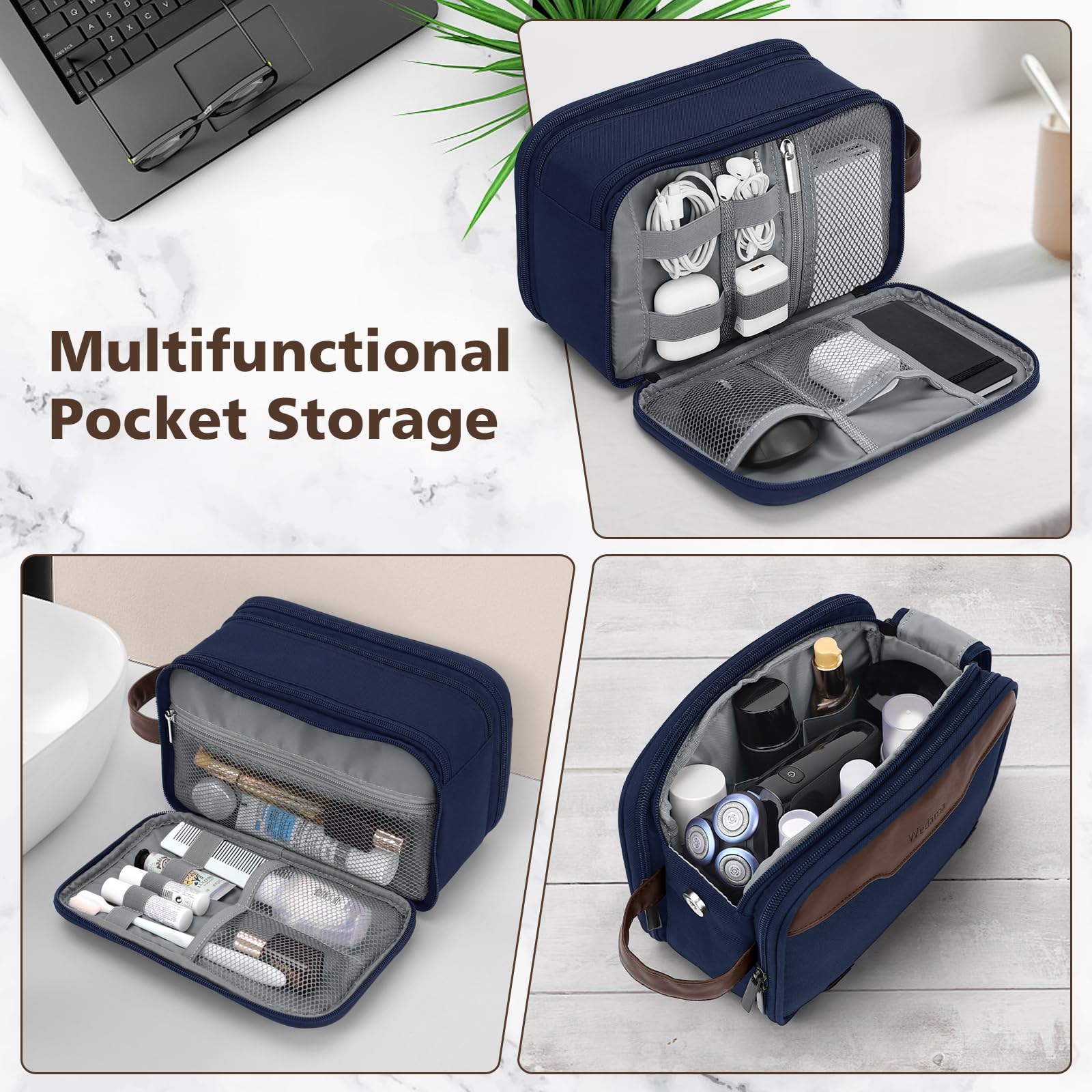 Wedama toiletry bag waterproof 600D Oxford fabric keeps contents dry during bathroom use