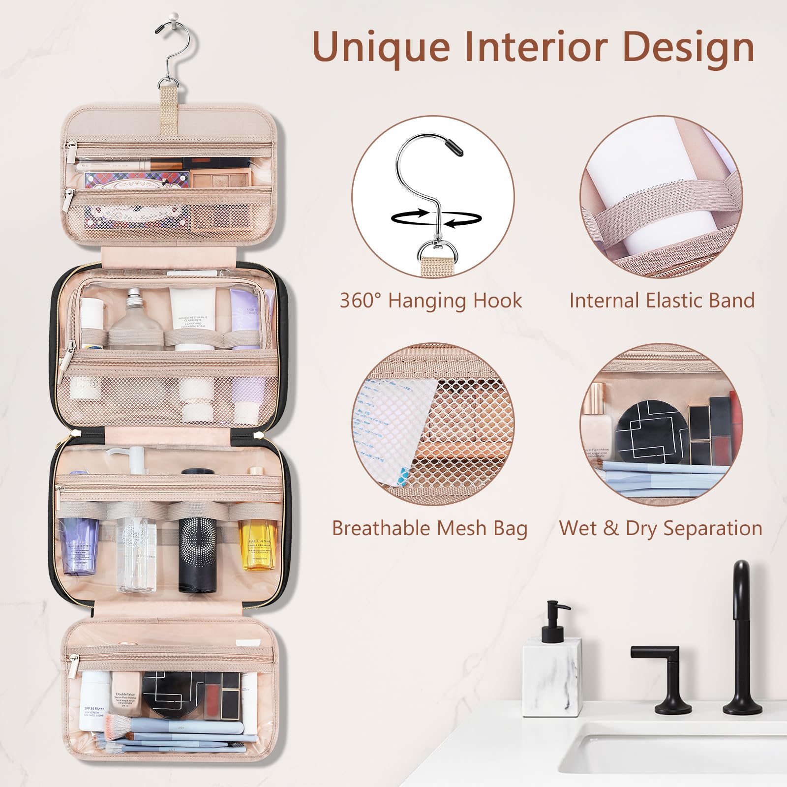 Wedama toiletry bag waterproof PVC material protects toiletries during travel